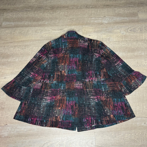 Ali Miles Abstract Peplum Wired Collar Brushed Knit Jacket Artsy Size 2X - Picture 3 of 8
